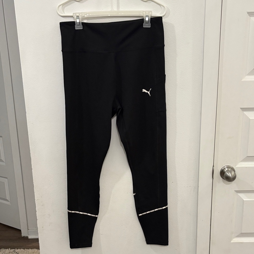 Puma Womens Black Leggings with White Logo